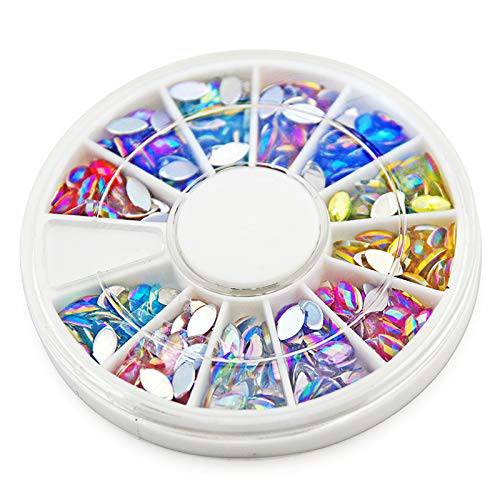 AB Colorful Nail Rhinestones Acrylic Nail Art Decoration Glitter Crystal 3D DIY Nail Art Tips Accessories Tools (Size-6)