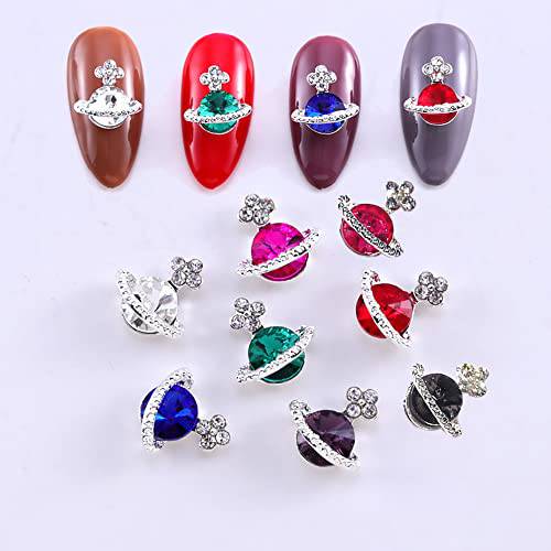 CAVAD Nail Art Planet 3D Crystal Charms Nail Art Saturn Shape DIY Crafts Decoration Accessories for Women Girls 11 Pcs