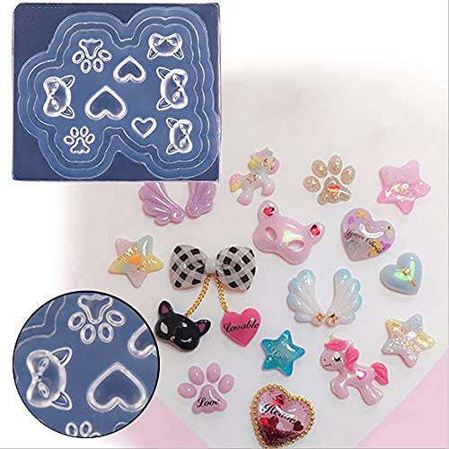 Nail Art Silicone Molds Set Cute Design Bowknot Bear Flower Shape for Women Girls Nail Decoration (Bownot A)
