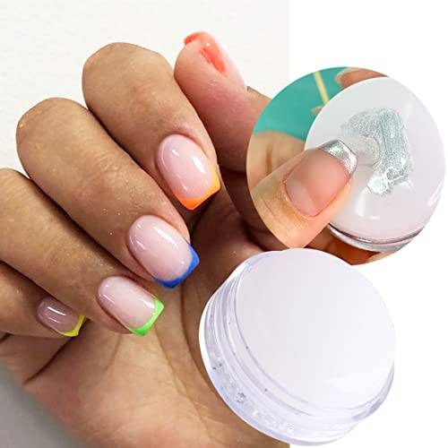 White Nail Stamper Clear Silicone Jelly French Manicure Stamper French Tip Nail Stamp,DIY Acrylic Nail Print Stamper Nail Art Decorations Accessories(1 PCS)