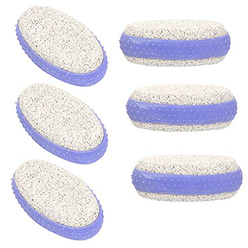 Iconikal Pumice Exfoliating Stone with Rubber Grip, 6-Pack (Purple)