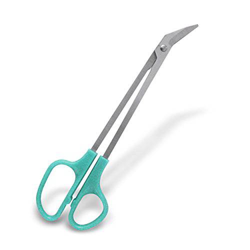Happy Healthy Smart Finger and Toenail Scissors for Adults & Seniors, Long Stainless Steel 8 1/4 Inch Nail Clippers with Ergonomic Design, Long Handle and Angled Blades (Turquoise)