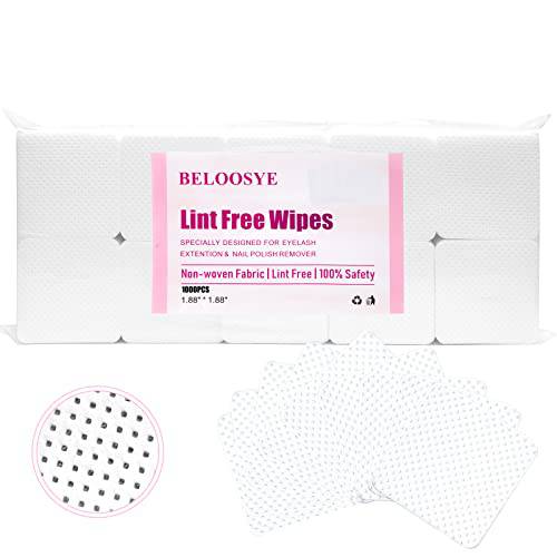 1000 PCS Lint Free Nail Wipes,Eyelash Extension Glue Wipes,Super Absorbent Soft Non-woven Fabric Adhesive Nail Polish Remover Wipe,Cleaning Pad Cloth for Lash Extension Supplies and Nail Polish Bottle