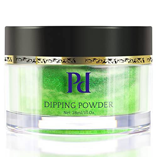 PrettyDiva Glitter Green Dip Powder - 1oz Single Glitter Collection Bling Glittering Evergreen Dip Nail Powder for French Manicure, Sparkly Emerald Green Xmas Nail Dip Powders for Christmas Manicure