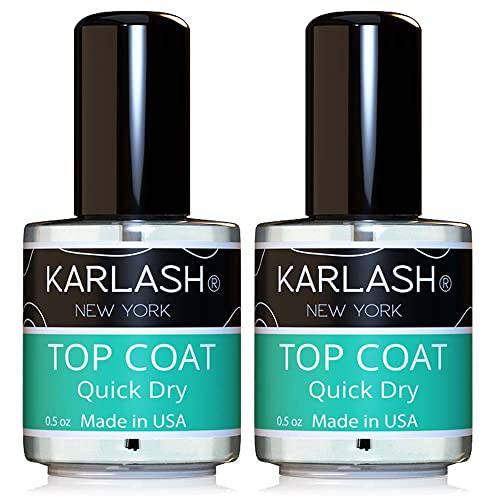 Karlash Quick Dry Fast Drying Super Shiny Nail Polish Top Coat 0.5 oz 15ml Made in USA ( 2 PIECES )