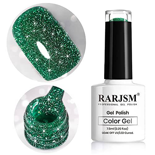 RARJSM Glitter Gel Polish, Olive Green Nail Polish Sparkly Shiny Gel Nail Art UV LED Lamp Need Nail Gel for Manicure DIY and Nail Salon 7.5ML