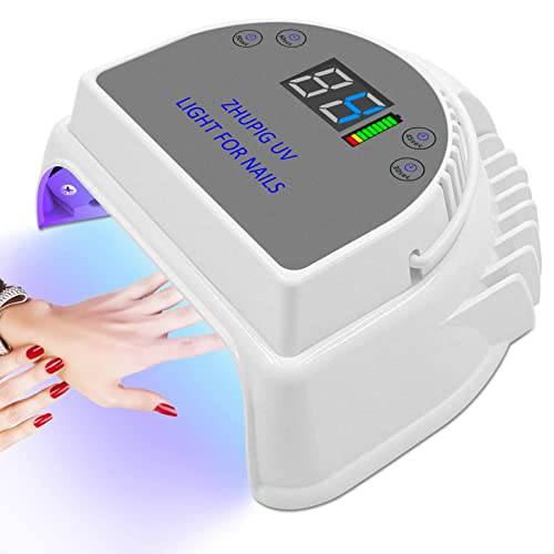 64W Professional Cordless UV Light for Nails, Nail Dryer, UV LED Nail Lamp for Gel Polish w/ 4 Timers, Automatic Sensing Function, w/ 7500mAh Rechargeable Battery, Nail Art Tools for Salon or Home