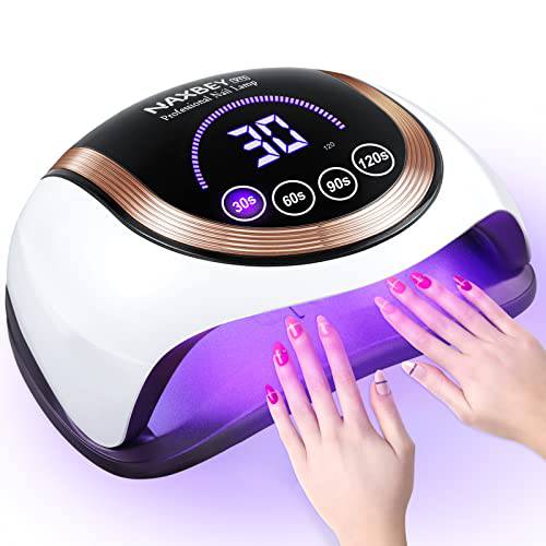 NAXBEY UV LED Nail Lamp for Two Hands, 180W UV Light for Nails Fast Curing Gel Polish Lamp with 60 Lamp Beads,4 Timers Settings and Large Space Automatic Sensor, Professional Nail Dryer lamp(Pink)