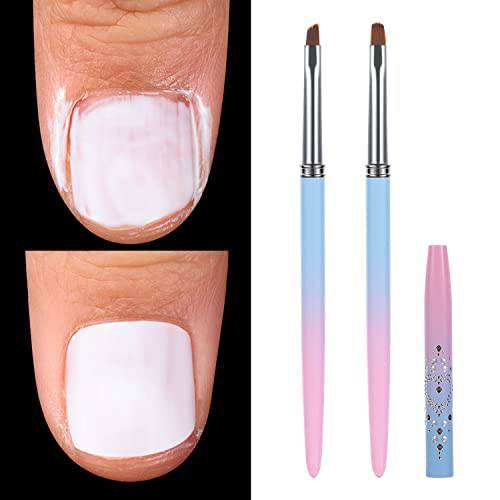 gootrades Nail Art Clean Up Brushes,2 Pcs Round&Angled Nail Brushes for Cleaning Polish Mistake on the Cuticles, Acetone Resistant Nail Brush, Finger nail Cleaning Brushes for Nail Art and Designs