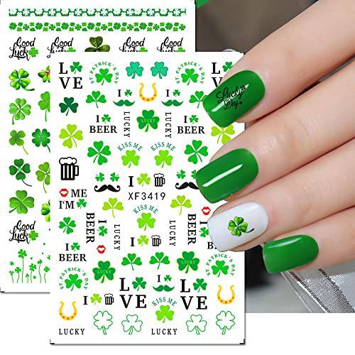 St. Patrick’s Day Nail Art Stickers Decals St. Patrick’s Day Nail Art Supplies Shamrock Clover Gold Self-Adhesive Design Nail Art Decoration Accessories for Women Girls Manicure Decor
