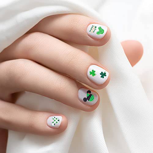 Christmas Nail Art Stickers, 3D Mouse Nail Tattoo Decals Summer DIY Nail Art Decoration Manicure Tips Green Leaves Grass Nail Stickers, St Patrick’s Party Clover Nail Stickers Birthday Gifts , 8 Sheets