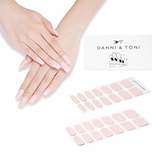 DANNI & TONI Semi Cured Nail Stickers (Chic Nude) Gel Nail Strips Solid Color Nail Wraps 28 Stickers