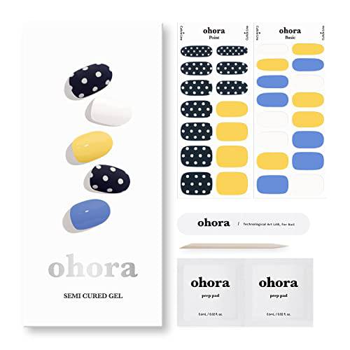 ohora Semi Cured Gel Nail Strips (N Molly) - Works with any UV nail lamps, Salon-Quality, Long Lasting, Easy to Apply & Remove - Includes 2 Prep Pads, Nail File & Wooden Stick