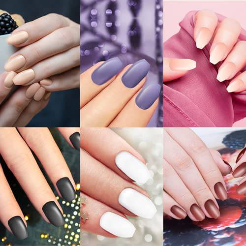 Press on Nails French Square - UbyFit 24Pcs Acrylic Fake Nails Short Length, Professional Salon Nude Nail Art Reusable French Artificial Nails, Full Cover Gel Nails with Adhesive Tabs, Cuticle Stick, Nail File, Prep Pad for Women Girls Summer Holiday Gift