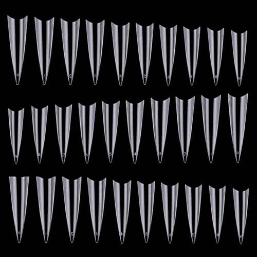 600Pcs Stiletto Nail Tips for Acrylic Nails Long False Nails Clear Fakes Nails Half Cover False Nail Tips