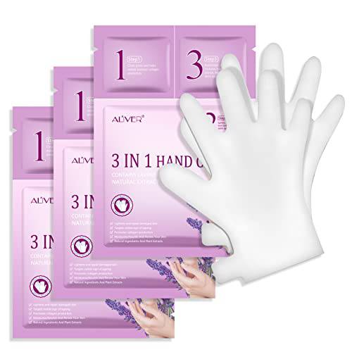 ALIVER 3 In 1 Hand Mask for Dry Hands, Hand Peel Mask Moisturizing Gloves, Hand Repair Glove Spa Remove Dead Skin, Rough Skin