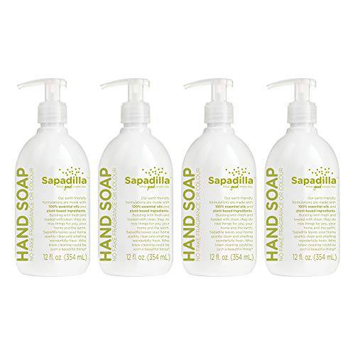 Sapadilla Rosemary + Peppermint Biodegradable Liquid Hand Soap Pump, 12 Ounce, (Pack of 4)