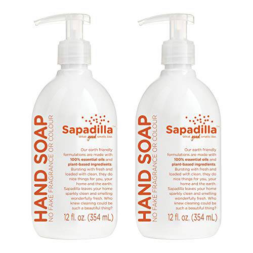 Sapadilla Grapefruit + Bergamot Biodegradable Liquid Hand Soap Pump, 12 Ounce, (Pack of 2)