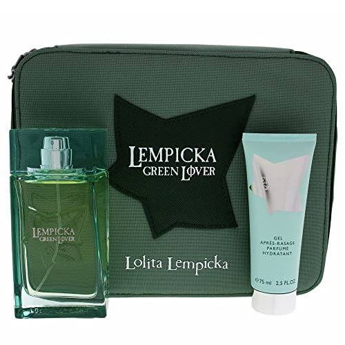 Lolita Lempicka Green Lover Men 3 Pc Gift Set 3.4oz EDT Spray, 2.5oz After Shave Gel, Pouch, I0096926