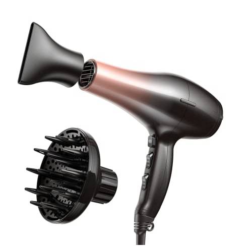 Wavytalk 1875W Blow Dryer, Hair Dryer Blow Dryer with Diffuser for Curly Hair, Ionic Hair Dryer Quiet Lightweight Fast Drying Blower with 2 Speed and 3 Heat Settings