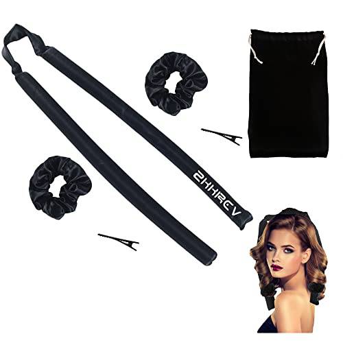 ZKKREV Heatless-Hair-Curler, Heatless-Curling-Rod-Headband, Hair Rollers for Long Hair, No Heat Curling Headband with Hair Clips and Scrunchie and Silk Storage bag Kit You Can Sleep Overnight (Black)