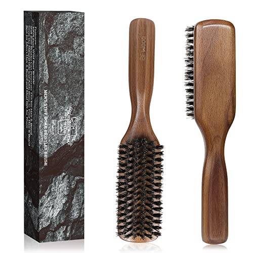 BFWood Boar Bristle Hair Brush for Men - Pure Wild Boar Bristles for Detangling & Styling