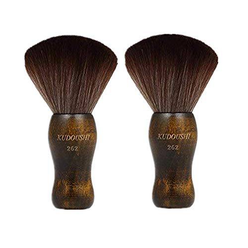 Anself 2pcs Neck Duster Brush, Natural Fiber Wooden Handle Cutting Kits Salon Hair Removal Brush Broken Hairbrush