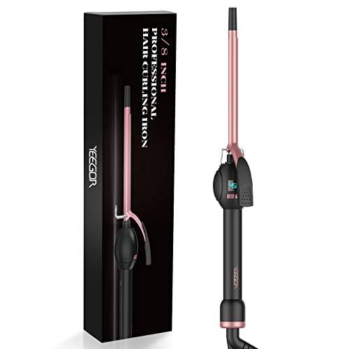 YEEGOR Small Curling Iron for Short Hair 3/8 Inch, Thin Short Hair Curling Iron with LCD Display Adjustable Heating Settings Instant Heat up to 450°F for All Hair Types