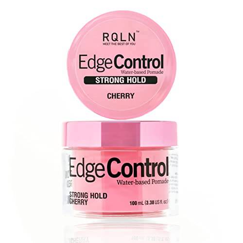 RQLN Edge Control for Black Hair, Hair Gel for Women, Strong Hold Water-based Edge Stay Gel, All Hair Types, No Flaking, Extra Hold, 3.38oz Fresh Cherry Fragrance