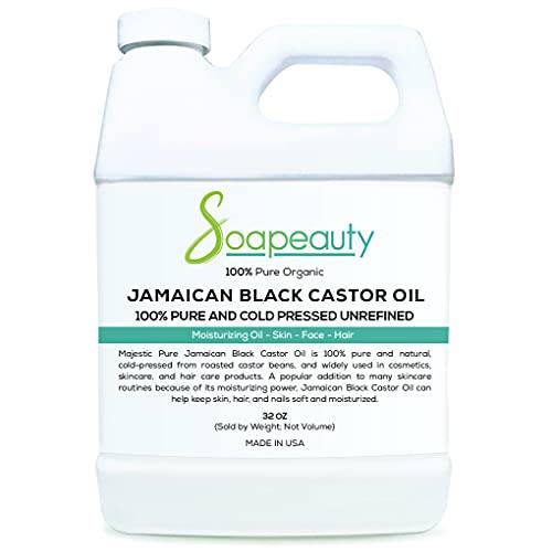 JAMAICAN BLACK CASTOR OIL | Organic Cold Pressed Unrefined | 100% Pure Natural Black Castor Oil Promotes Healthy Skin & Hair | Carrier Oil & Strengthens Nails | Sizes 2OZ to 1 GALLON | (32 OZ)