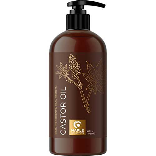 Castor Oil for Hair Skin and Nails - Pure Castor Oil for Eyelashes and Eyebrows and Natural Skin Care - Moisturizing Hair Oil for Dry Damaged Hair - Natural Carrier Oil for Essential Oils Mixing