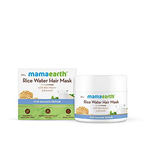 Mamaearth Rice Water Hair Mask with Rice Water & Keratin For Smoothening Hair & Damage Repair – 200 g