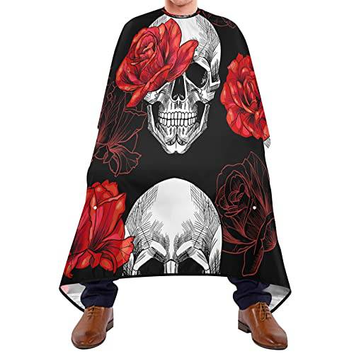 Skull And Red Roses Barber Cape Salon Cape Haircut Apron Hair Cut Cape Waterproof, 55x65