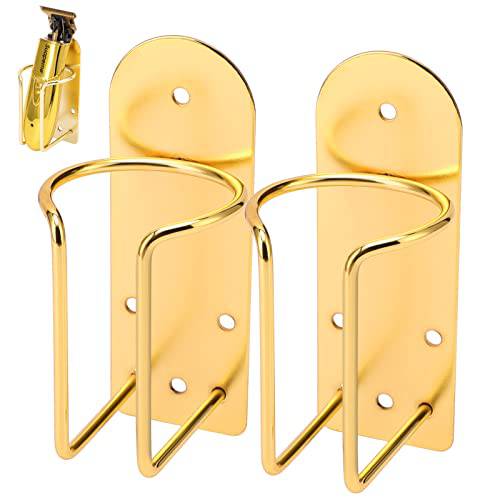 Hair Clipper Holder,2Pcs Electric Hair Trimmer Cutter Stand Stainless Steel Clippes Rack for Salon Tools Organizer Shelf Barber Accessories (Golden)
