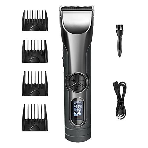 Professional Hair Hair Clippers for Men,T-Blade Zero Gapped Cordless Hair Trimmer Edger Clipper for Hair Cutting Rechargeable Hair Liners Electric Beard Trimmer Shaver With LED Display (sliver)