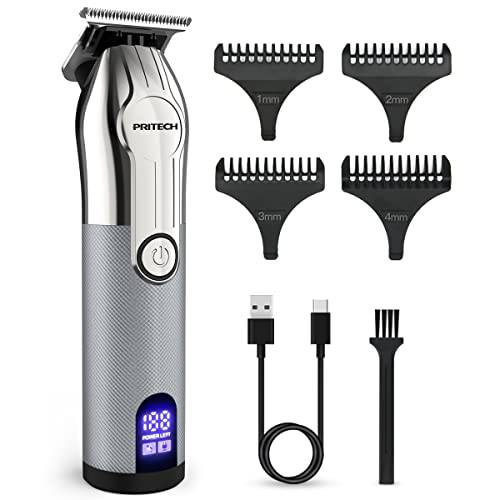 PRITECH Hair Trimmer Hair Clipper for Men Body Hair Trimmer Beard Trimmer Rechargeable Hair Finishing Trimmers Cordless Pubic Hair Trimmer and Clippers Bikini Trimmer Electric Hair Cutter Kit Type-C