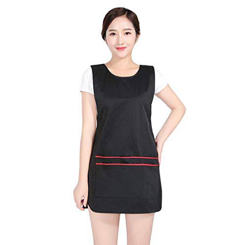 YUENA CARE Hairdresser Apron for Hair Stylist Salon Aprons Waitress Clothes Vest with Pockets Black