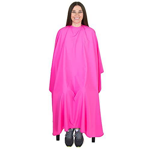 Hair Cutting Cape for Adults - Large Lightweight Water Resistant Salon Cape - Snap Closure - 60in x 57.5in - Haircut Cape - Cape for Hair Cutting (Hot Pink)