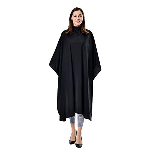 COGANA Barber Cape 64’’x56’’ Professional Salon Hair Cutting Cape Barber Accessories Salon Cape Extra Large Nylon Cape for Men and Women Hooks Closure Cape for Adult Water Resistant Cape (1Pack Black)