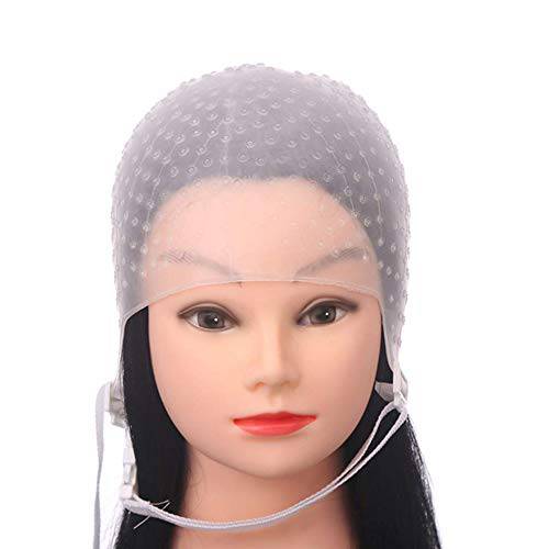 KIPETTO Hair Highlighting Cap with Needle Hooks Silicone Hair Coloring Dye Hat Salon Tinting Tools