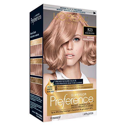 L’Oreal Paris Superior Preference Fade-Defying + Shine Permanent Hair Color, 8RB Medium Rose Blonde, Pack of 1, Hair Dye