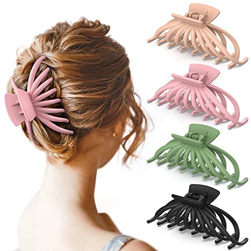 Hair Clips for Women - OPAUL Matte Nonslip Large Hair Claw Clips for Thick and Thin Hair, 4.7 Inch Strong Hold Big Hair Clips Fashion Hair Styling Accessories Christmas Gifts for Women Girls (4 Pack)