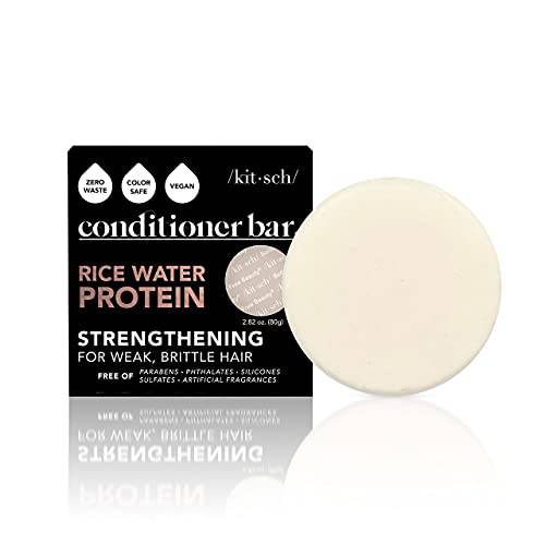 Kitsch Strengthening Hair Conditioner Bar with Rice Water Protein | Made in US | Eco-Friendly Cleansing and Moisturizing Conditioner Bar | Paraben Free | Sulfate free Conditioner | 2.82 oz