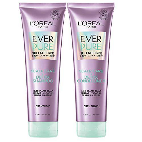 L’Oreal Paris EverPure Scalp Care + Detox Sulfate Free Shampoo & Conditioner, 8.5 Ounce (Set of 2)