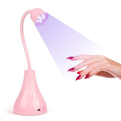 Hands Free LED UV Nail Lamp, Rotatable Gooseneck Flash Cure Light for Nails, Mini Lotus Nail Resin Light Quick Dry Nail Dryer Nail Extension Gel Curing Lamp for Home DIY& Salon Manicure Decor