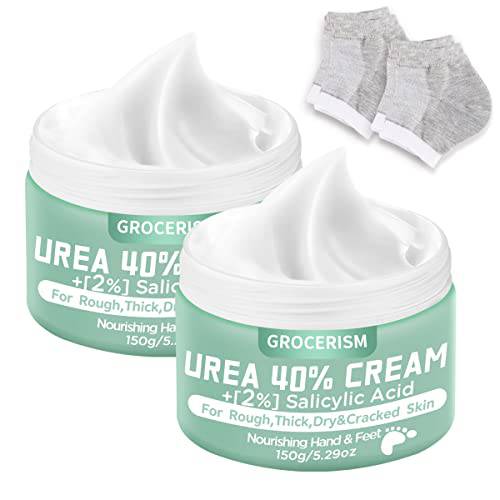 2 Packs Urea Cream 40% Plus 2% Salicylic Acid 5.30 oz|| Foot Cream and Hand Cream Maximum Strength with Hyaluronic Acid, Tea Tree, and Aloe Vera for Deep Moisturizes, Callus Remover and Soften