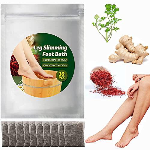 Lymphatic Drainage Ginger Foot Soak, Leg Slimming Foot Bath, Natural Mugwort Herb Foot Soak Detox Foot Care Foot Bath Bag Spa Relax Massage for Women Men (1PACK-10pcs)