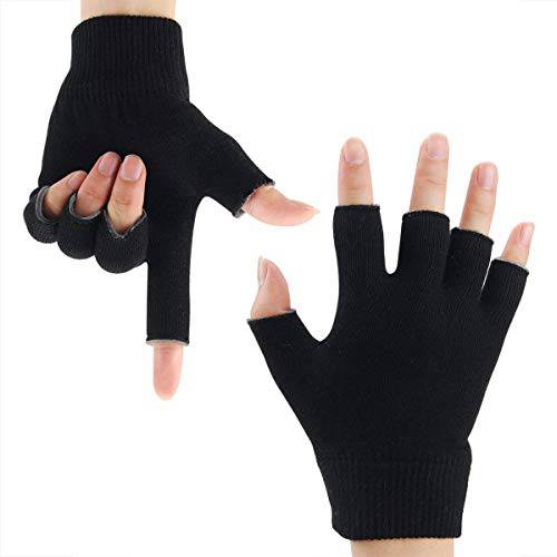 Fingerless Moisturizing Gloves for Dry Hand - Silicone Gel Infused Lotion Spa Glove for Eczema Hand Skin Care Overnight Treatment | Healing Repair Cracked Finger Aloe Moisturizer Gloves for Men Women