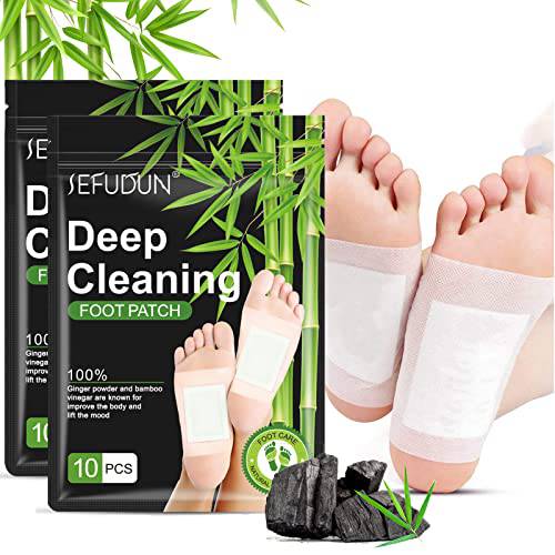 Detox Foot Pads, Deep Cleansing Foot Patch, 20PCS Soothing Deep Cleansing Foot Pads with Bamboo Vinegar and Ginger Powder for Relieve Stress and Improve Sleep