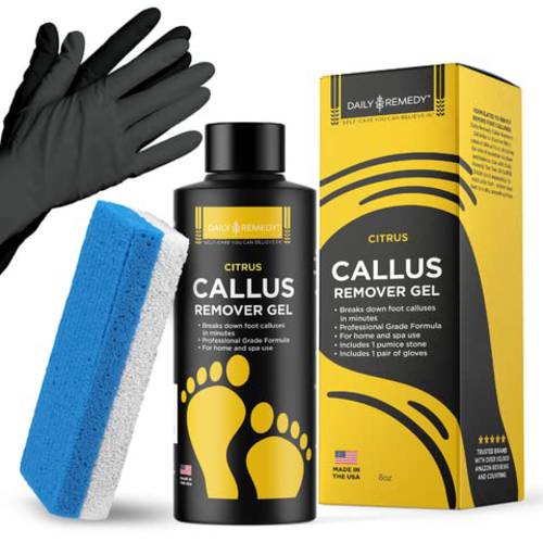 Daily Remedy Callus Remover Kit Includes Citrus Detox Foot Soak, Callus Remover Gel & Pumice Stone Professional Callus Scrubber to Remove Tough Callouses Dry Cracked Heels Pedicure Products for Feet
